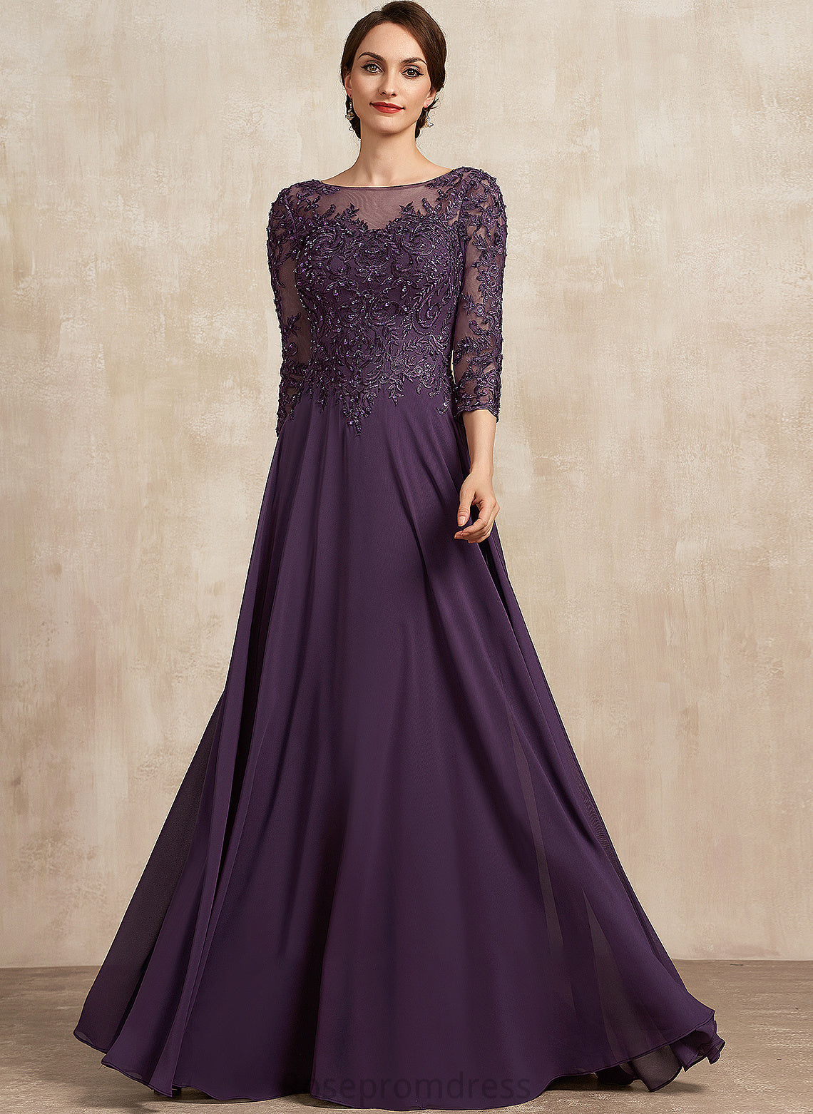 Scoop Sequins the A-Line With Bride Mother of the Bride Dresses Akira Floor-Length Lace Mother Chiffon of Neck Dress