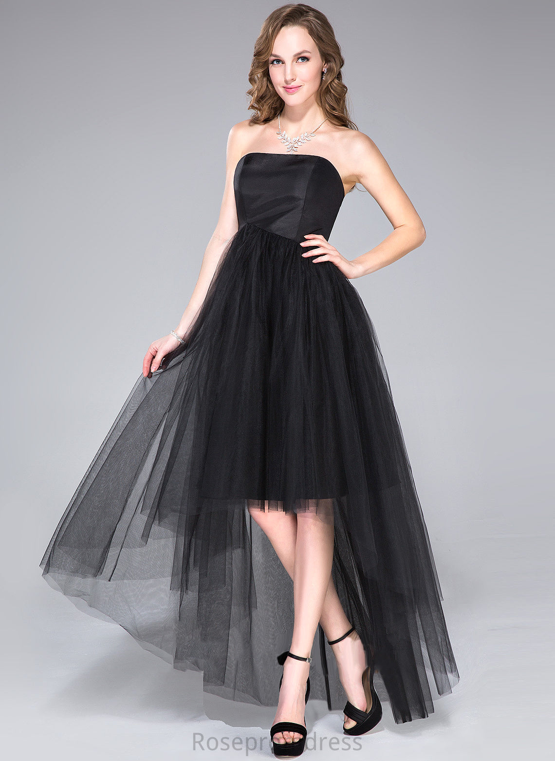 Braelyn Homecoming Dresses Strapless With Homecoming Asymmetrical A-Line Taffeta Ruffle Tulle Dress