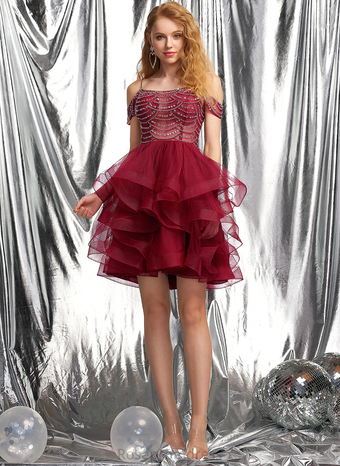 Homecoming Dresses Homecoming Tulle Short/Mini Ball-Gown/Princess Scoop With Kennedy Dress Neck Beading Sequins