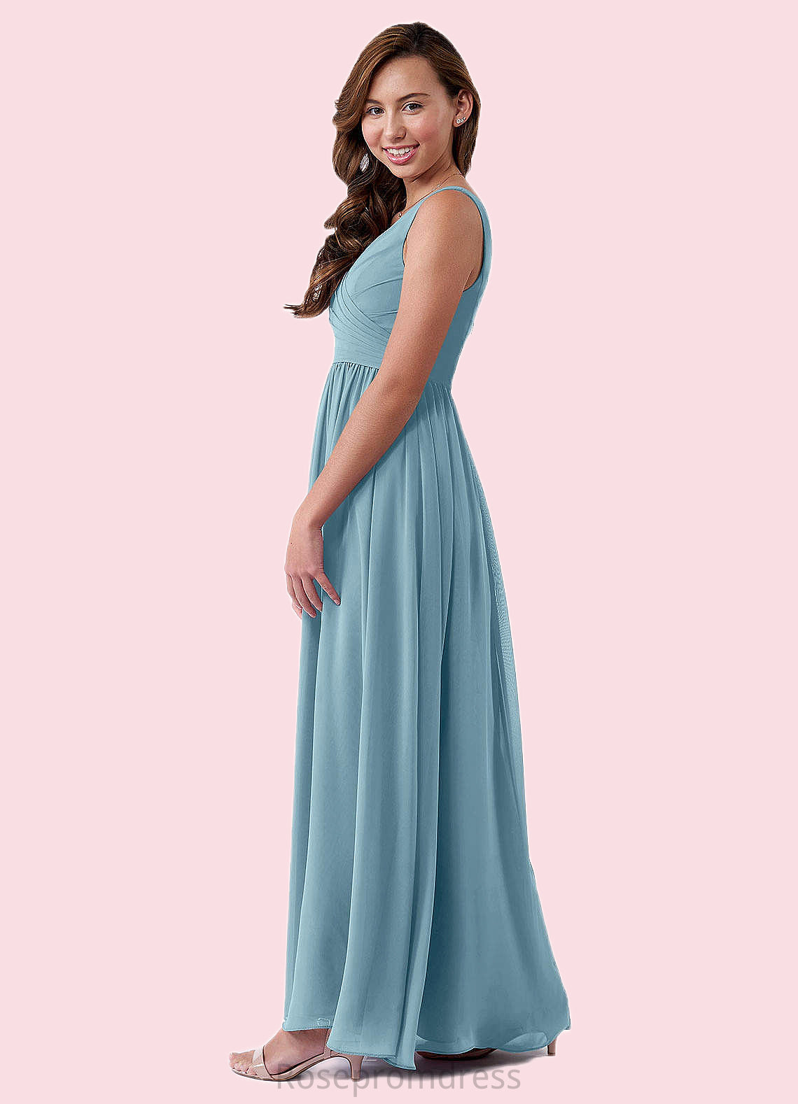 Esperanza A-Line Pleated Chiffon Floor-Length Junior Bridesmaid Dress SRSP0019971