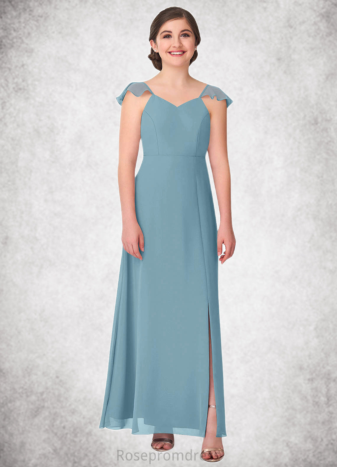 Geraldine A-Line Chiffon Floor-Length Junior Bridesmaid Dress SRSP0019995