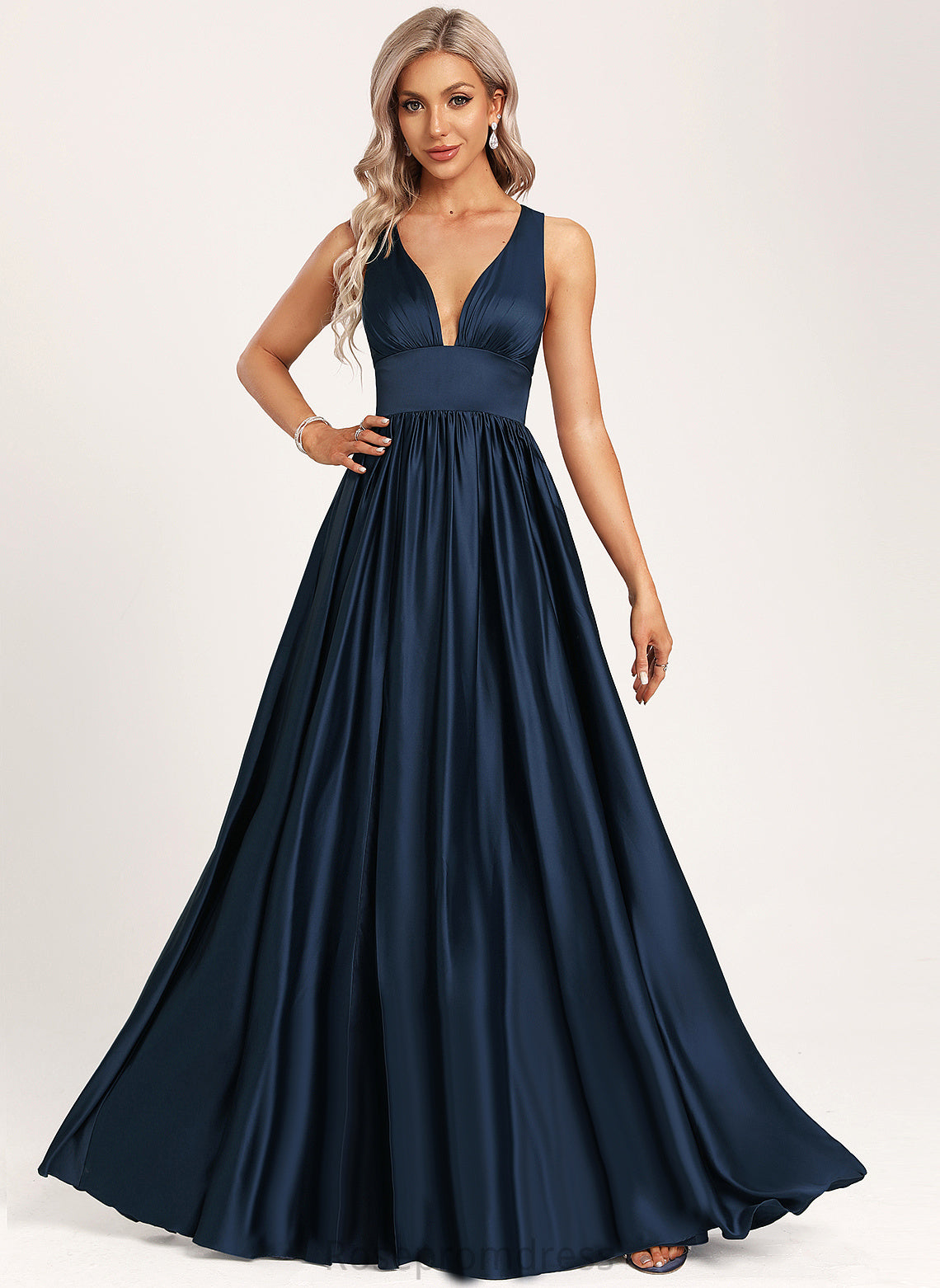 Length Straps&Sleeves Satin V-neck Floor-Length A-Line Fabric Neckline Silhouette Sofia Floor Length Sleeveless Bridesmaid Dresses