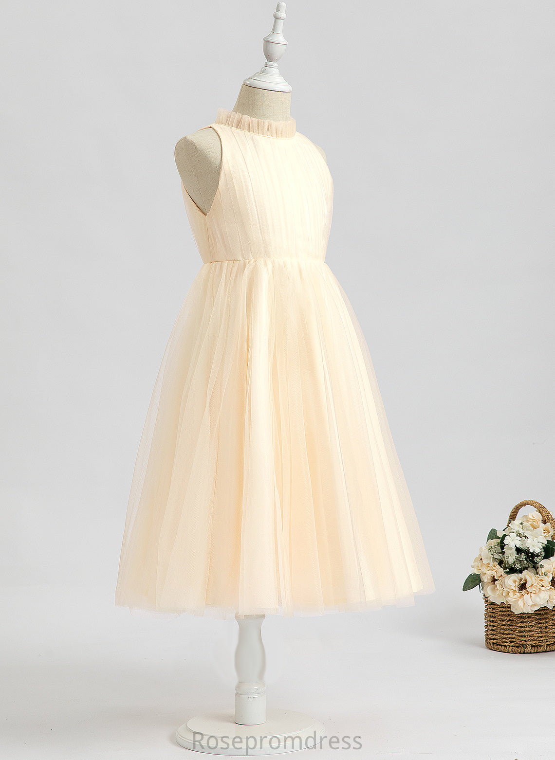 Delaney Dress Tea-length Flower Girl Dresses Sleeveless Neck - Tulle Flower Girl High A-Line