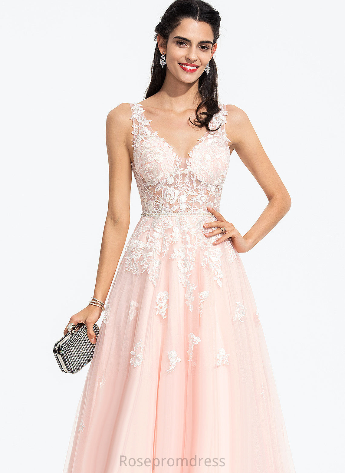 Tulle Wedding Dresses Wedding Lace Denise Dress Floor-Length V-neck Beading With Sequins Ball-Gown/Princess