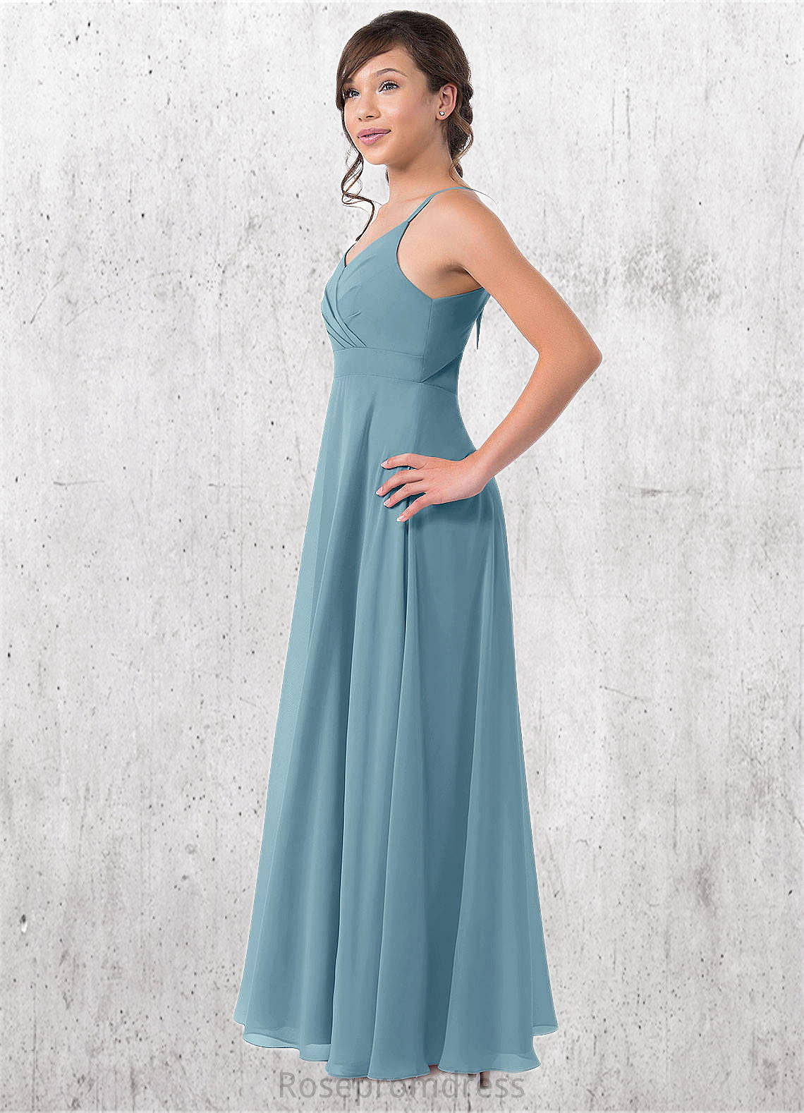 Mylie A-Line Pleated Chiffon Floor-Length Junior Bridesmaid Dress SRSP0019972