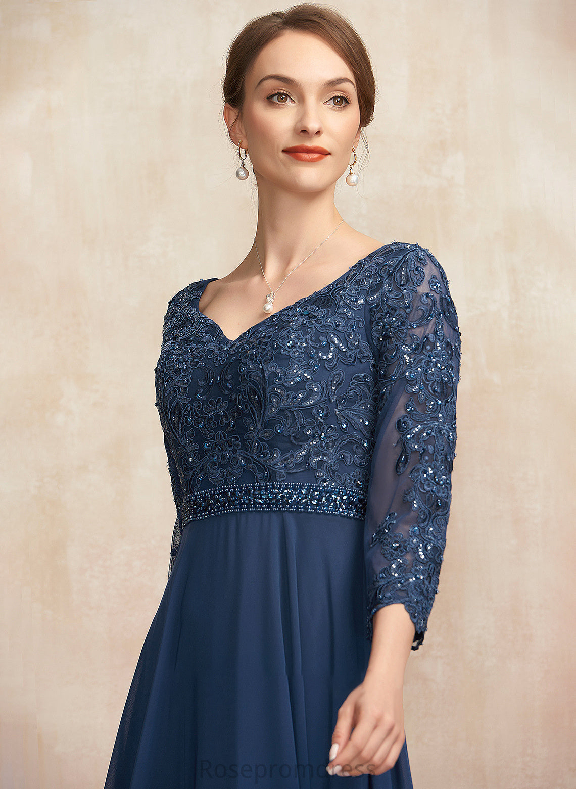 Lace Chiffon Bride V-neck Sequins Dress the Beading With Mother Floor-Length Mother of the Bride Dresses of A-Line Marlee