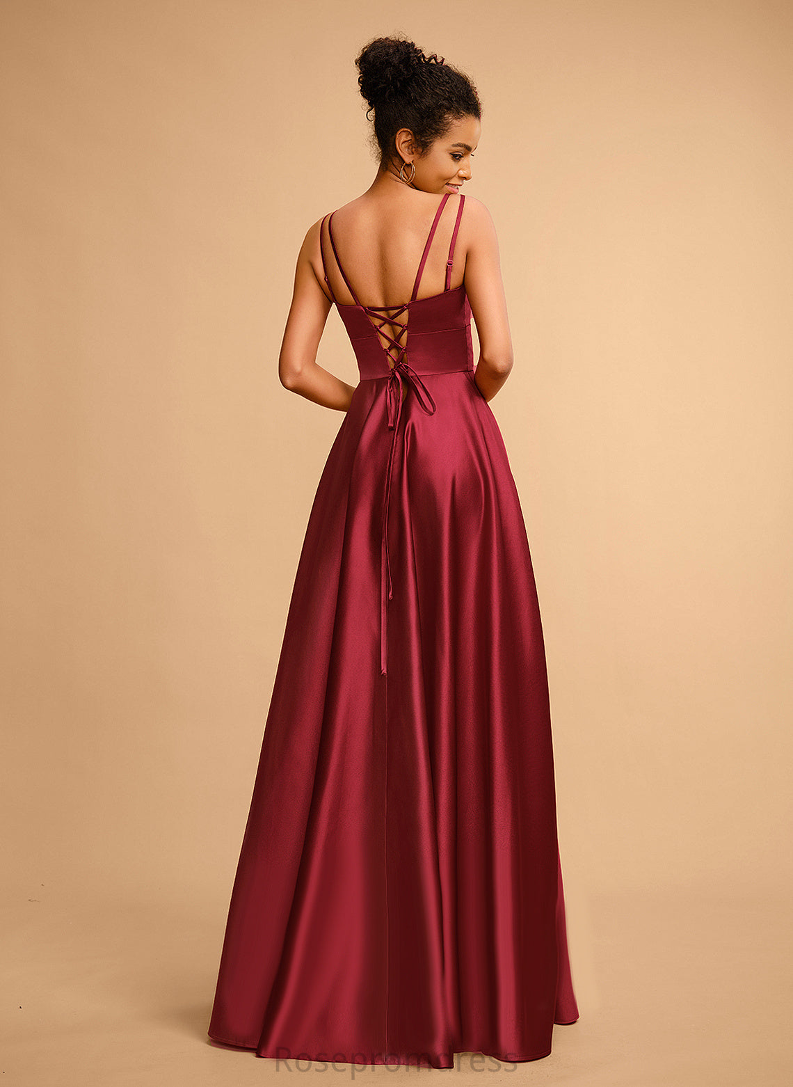 Prom Dresses Square Satin Floor-Length A-Line Joy