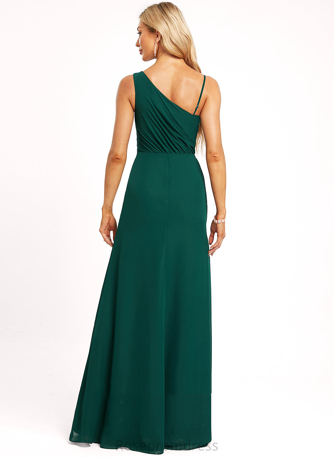 OneShoulder Silhouette Asymmetrical Neckline Floor-Length Straps&Sleeves Length A-line Fabric Paula Natural Waist Sleeveless Bridesmaid Dresses