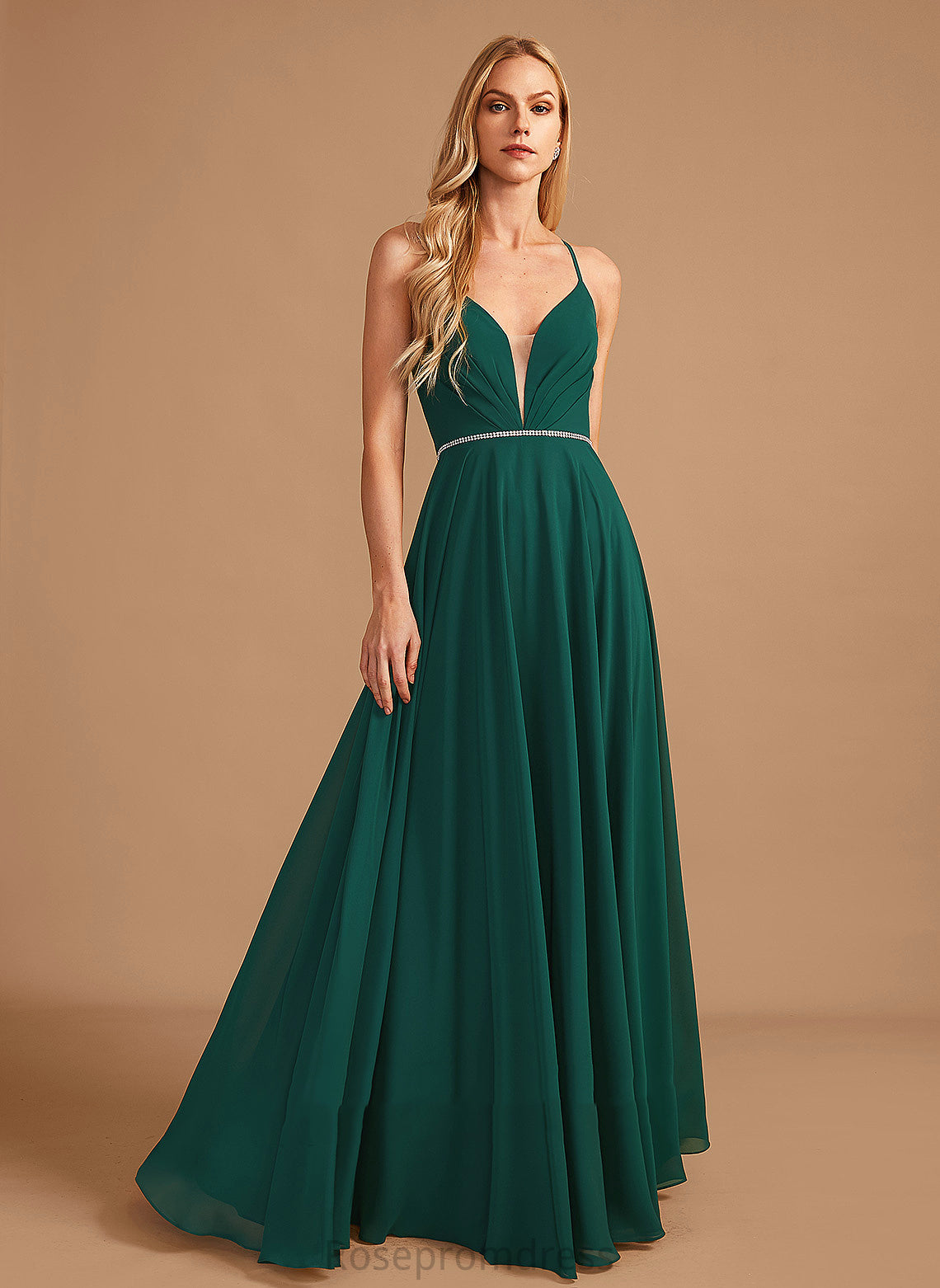 Silhouette A-Line Fabric Length Floor-Length V-neck Neckline Embellishment Beading Gertie Bridesmaid Dresses