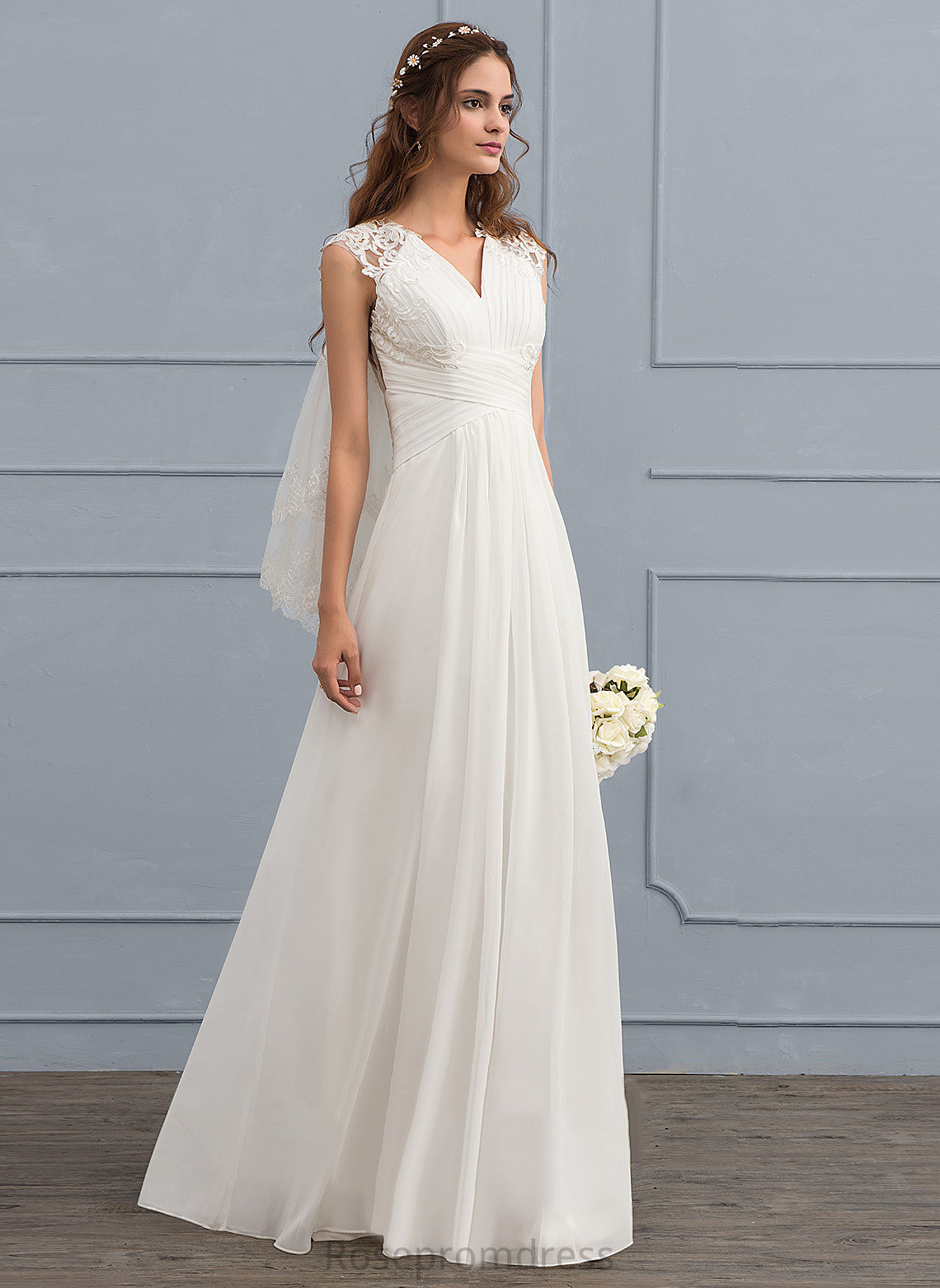 Lace Aniyah Sweetheart Floor-Length Chiffon Ruffle Wedding Wedding Dresses Dress A-Line With