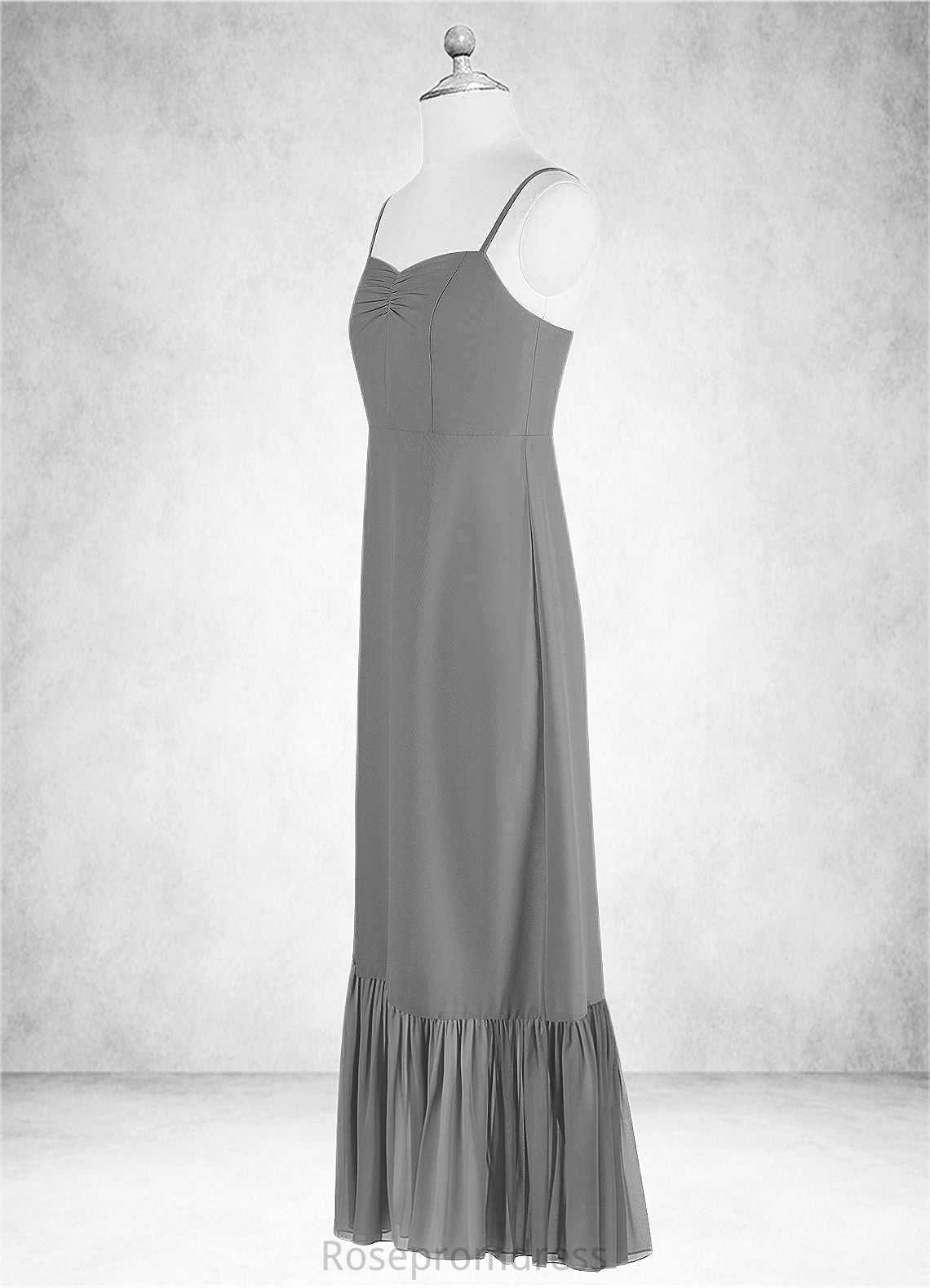 Nicole A-Line Ruched Chiffon Floor-Length Junior Bridesmaid Dress SRSP0020011