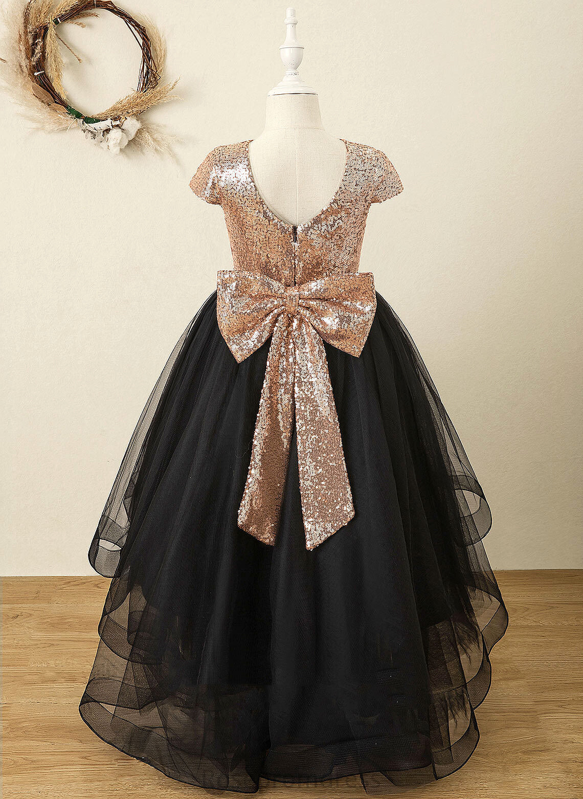 Sleeveless With Neck Asymmetrical A-Line Scoop Tulle/Sequined - Molly Bow(s) Flower Girl Dresses Girl Dress Flower