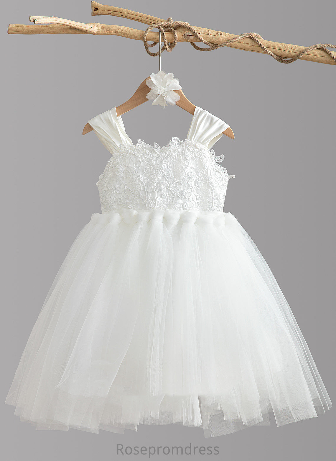 Flower Tulle Sleeveless Caroline With Flower Girl Dresses - Girl Bow(s) Neckline Square Dress Ball-Gown/Princess Knee-length