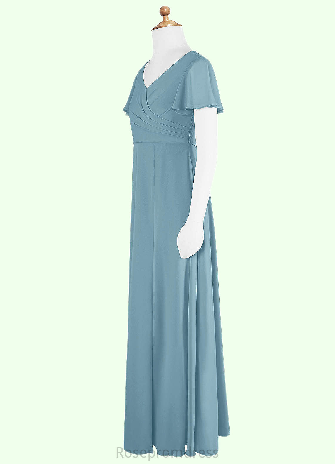 Aubrey A-Line Ruched Chiffon Floor-Length Junior Bridesmaid Dress SRSP0020004