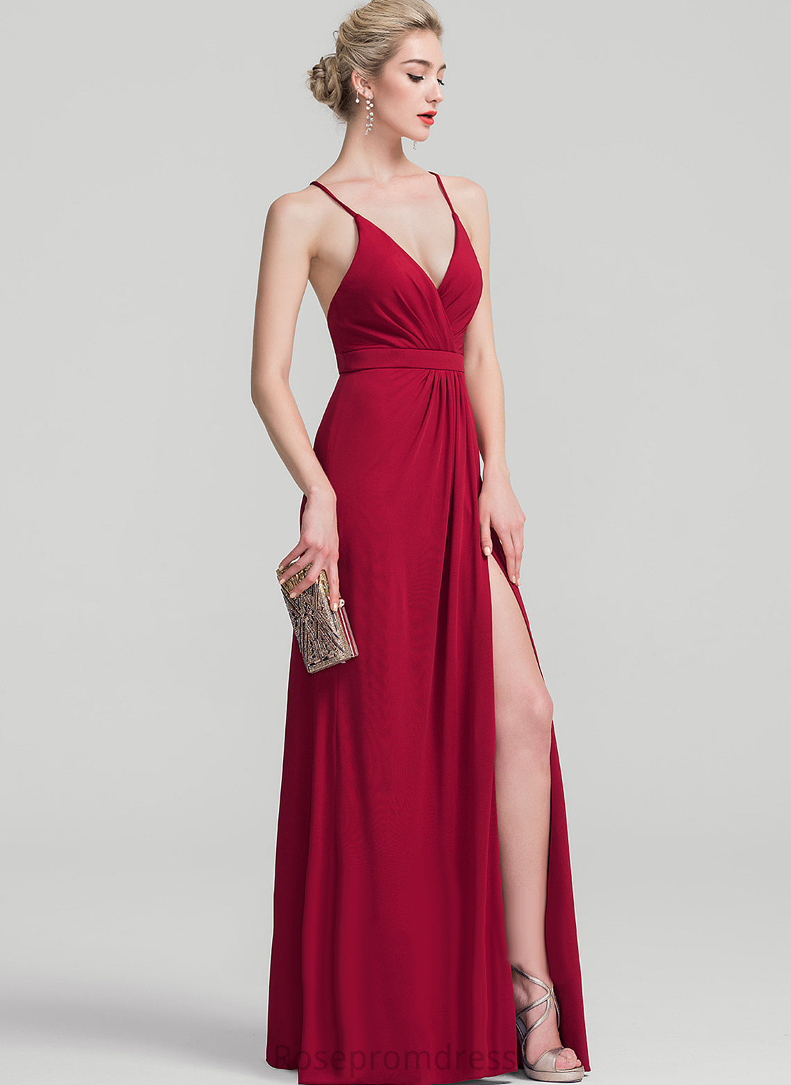 Floor-Length Prom Dresses Shyla With Sheath/Column Jersey Pleated V-neck