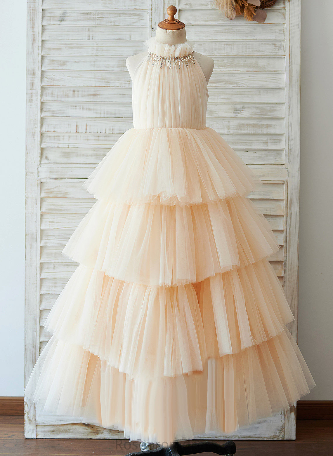 Floor-length Sleeveless Ball-Gown/Princess - Tulle Girl Flower Girl Dresses Neck Flower Dress High Renee