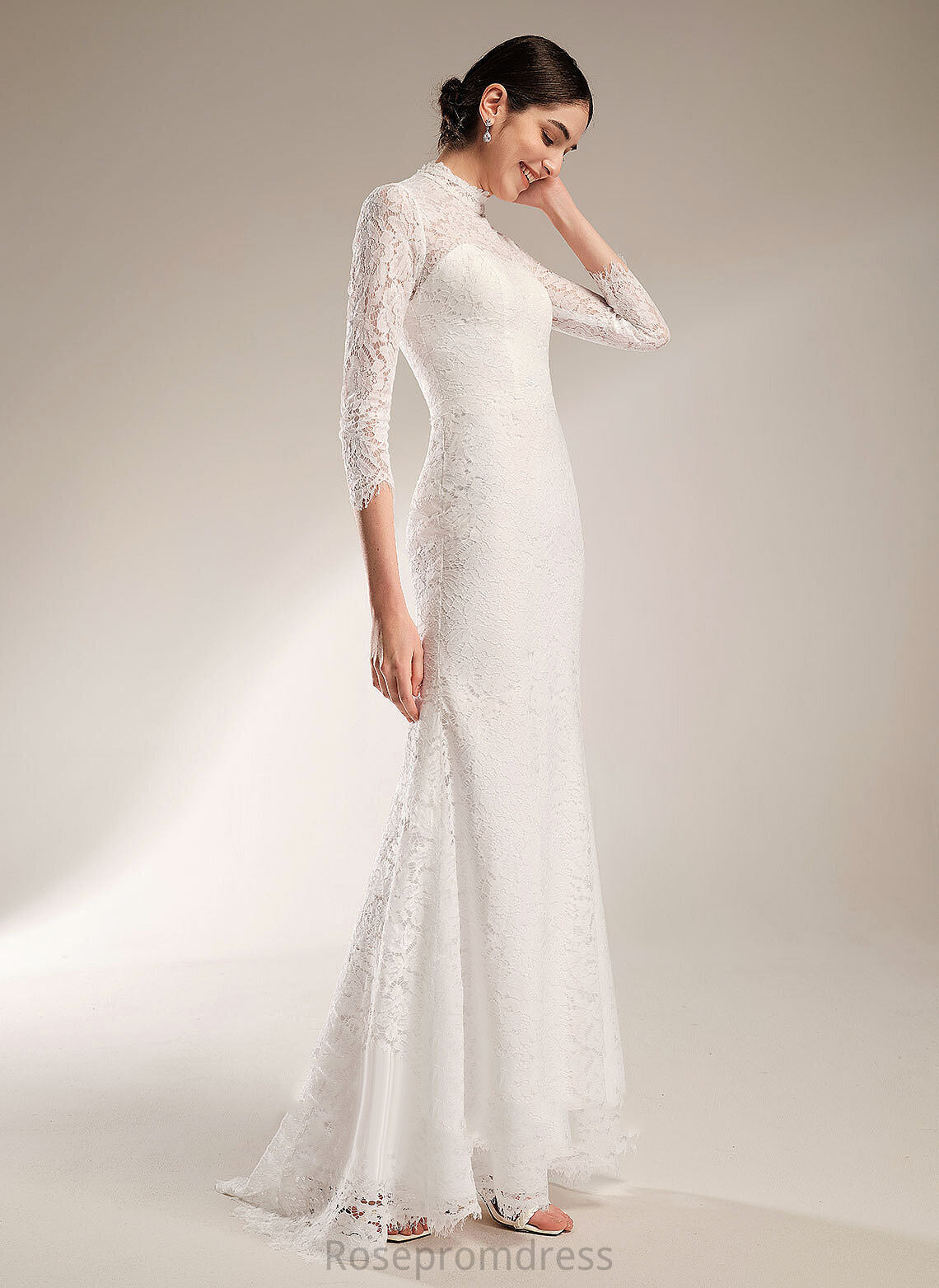 Train High Aspen Wedding Dresses Wedding Dress Sweep Trumpet/Mermaid Lace Neck