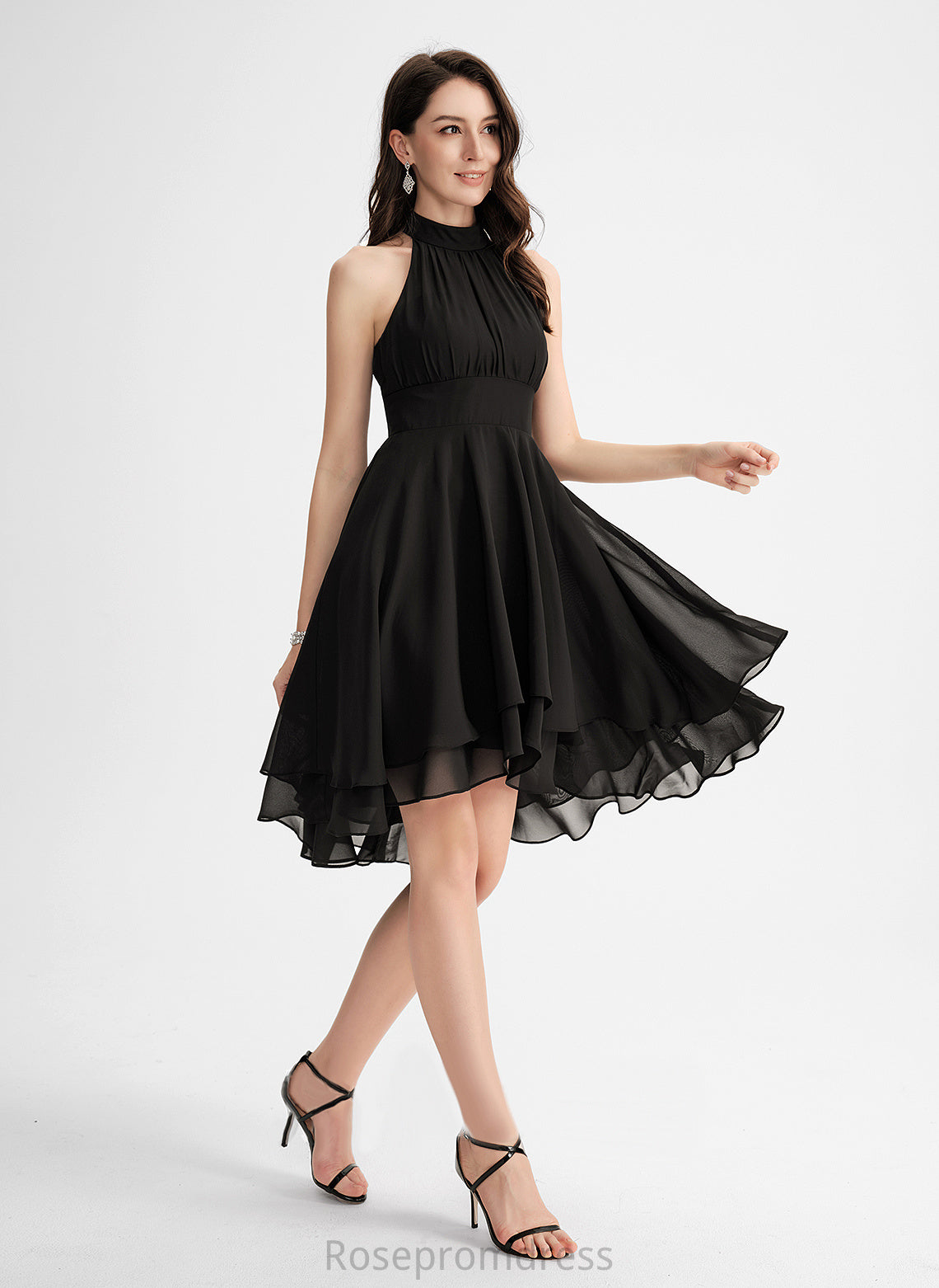 Chiffon Homecoming Dresses Homecoming Dress Scoop With Erika Neck A-Line Asymmetrical Pleated