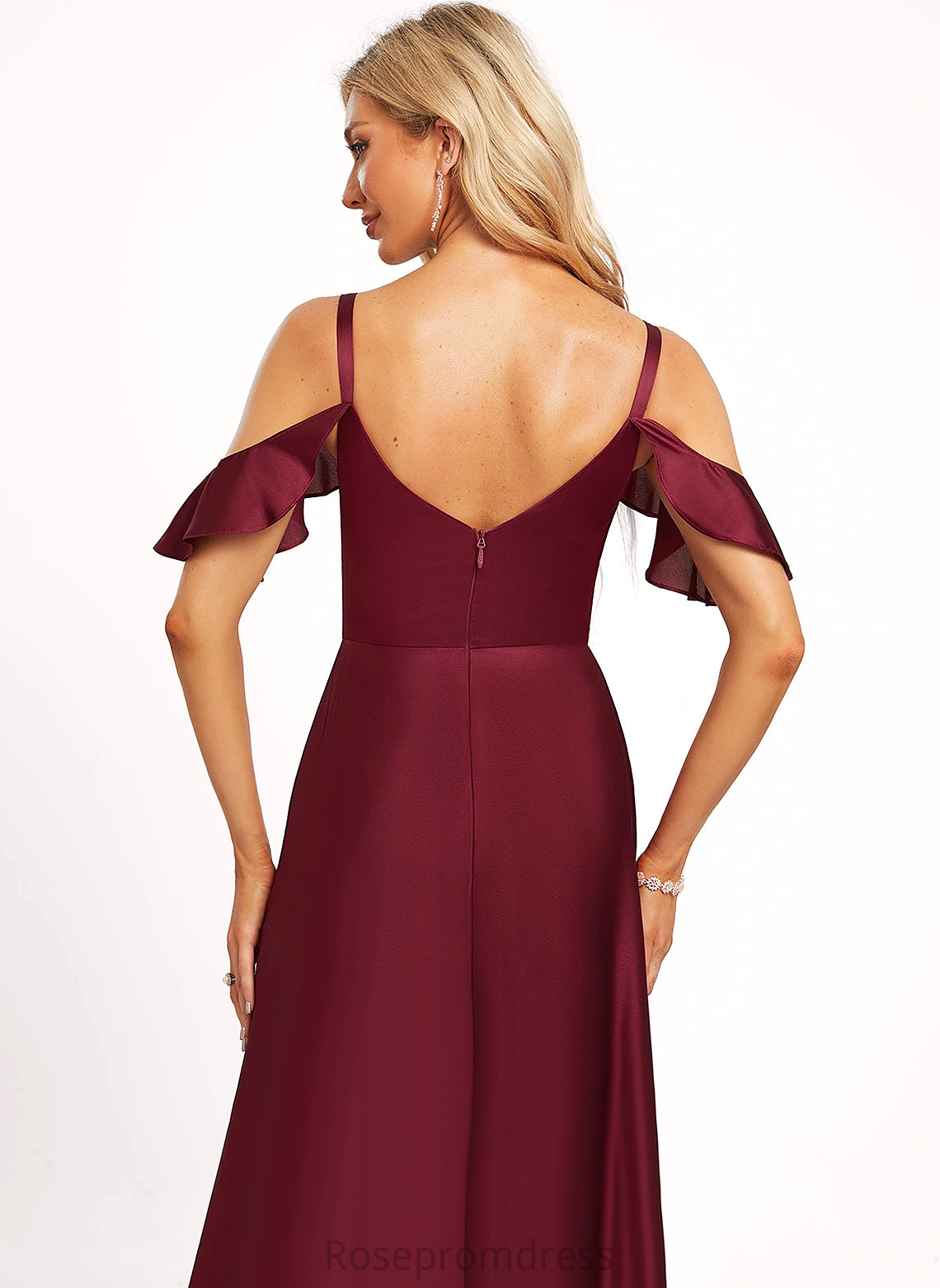 Straps&Sleeves A-line SpaghettiStraps Silhouette Sleeveless BackZip Length BackStyle VBack Embellishment Floor-Length Kianna Bridesmaid Dresses