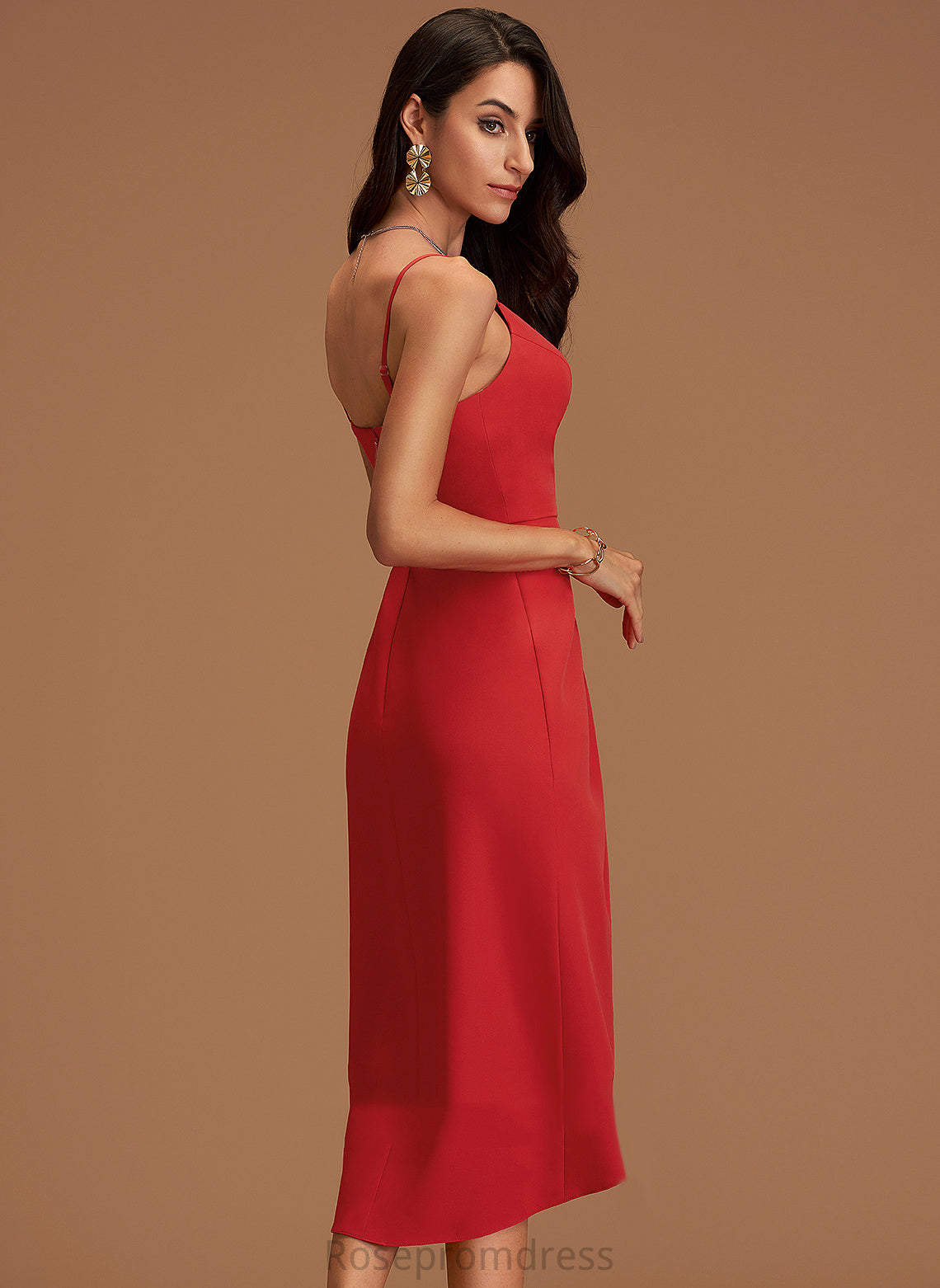 A-line Crepe Formal Dresses V-Neck Catherine Dresses Stretch