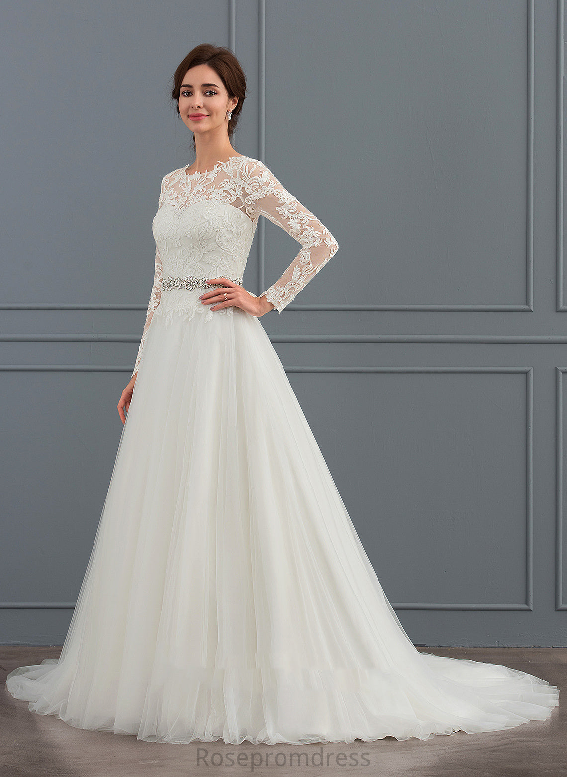 Sweep Lace Juliette Dress Ball-Gown/Princess Tulle Train Wedding Wedding Dresses