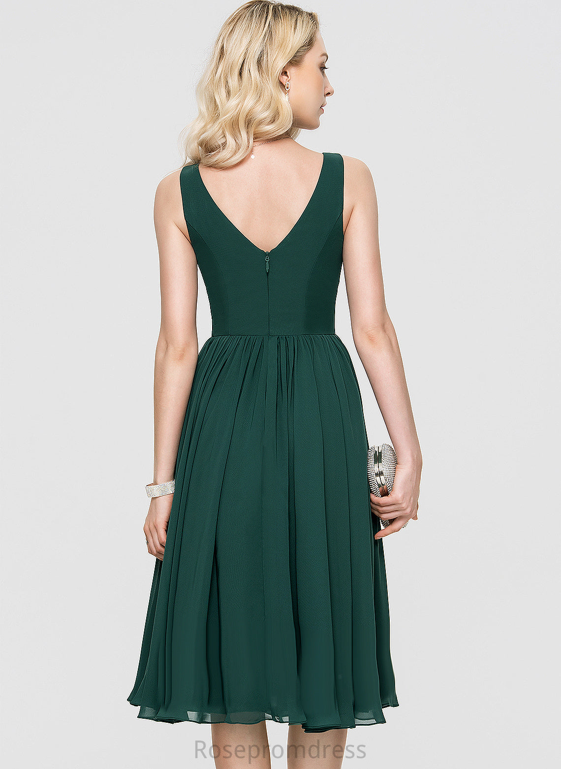 Dress Emely Knee-Length Cocktail Chiffon A-Line V-neck Cocktail Dresses