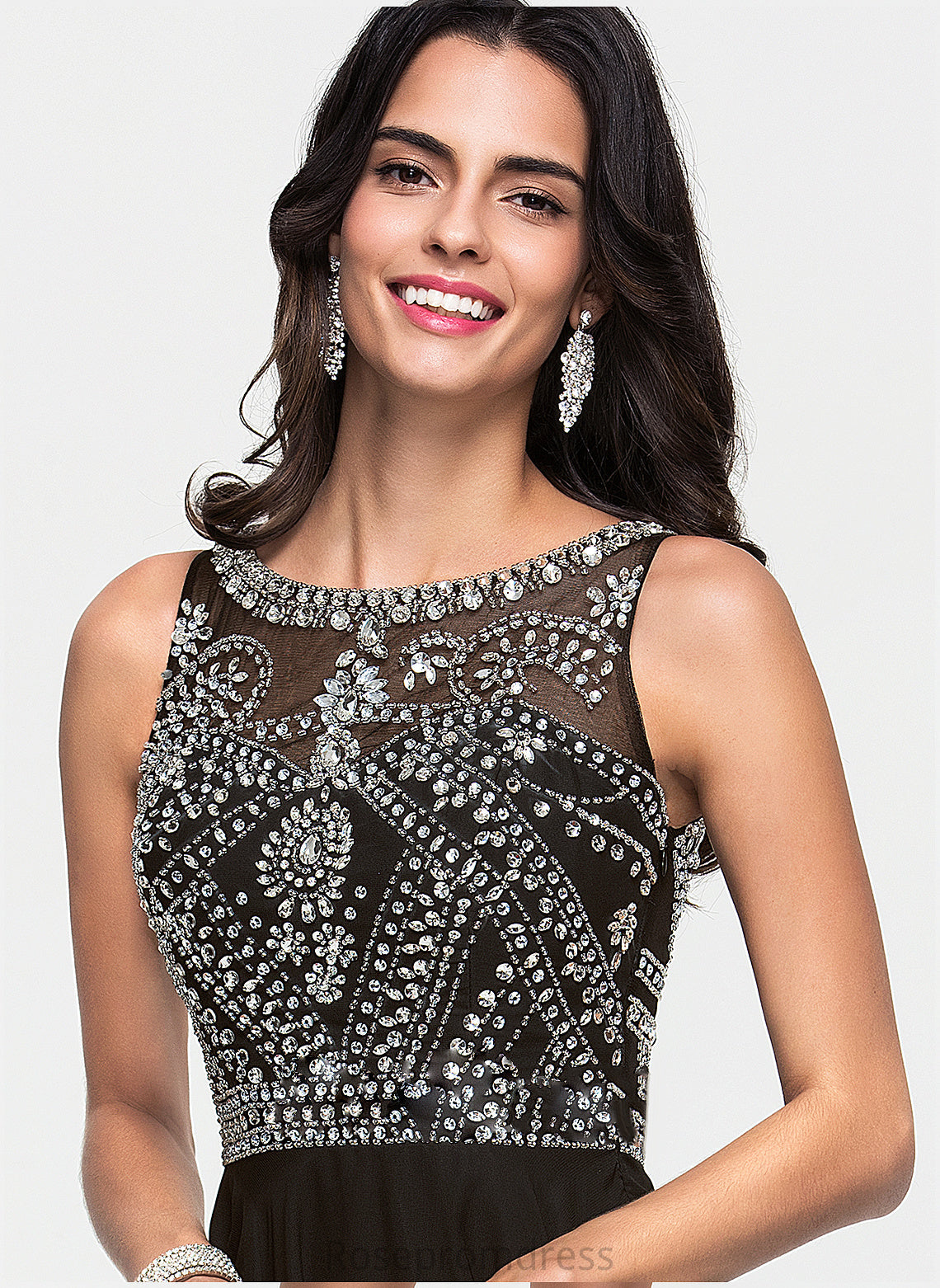 Beading With Sequins Short/Mini Raven A-Line Neck Homecoming Dresses Chiffon Scoop Homecoming Dress