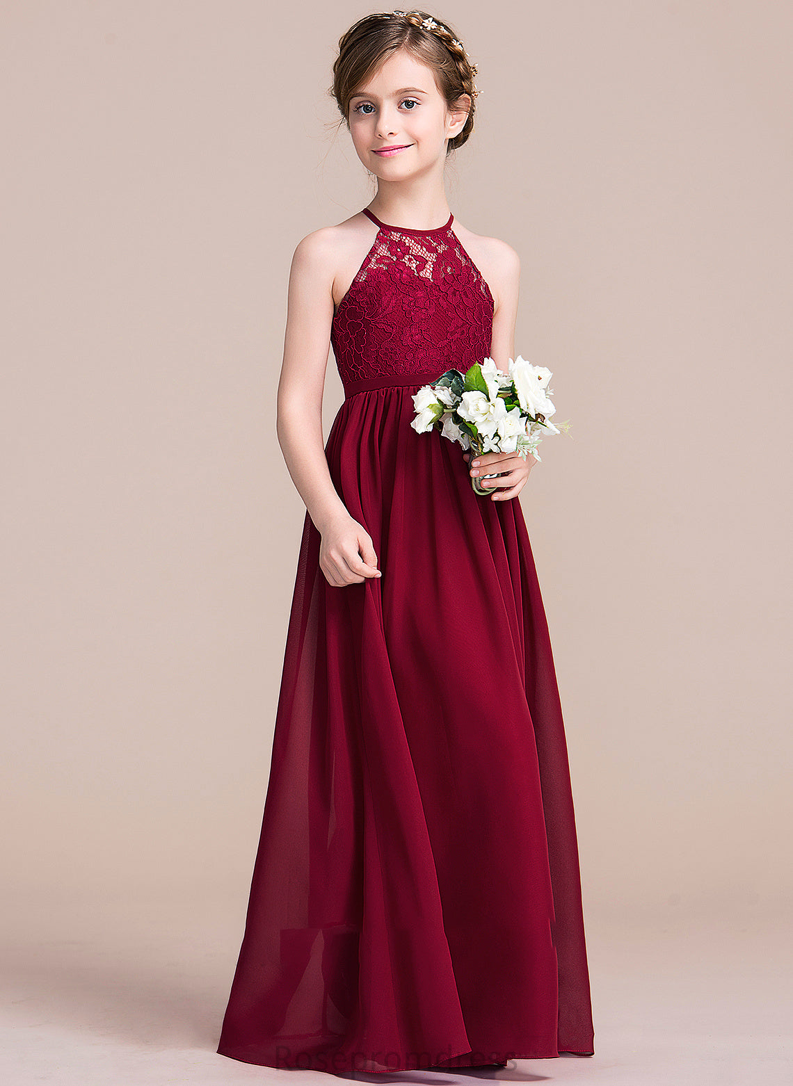 Neck Araceli A-Line Scoop Chiffon Junior Bridesmaid Dresses Floor-Length