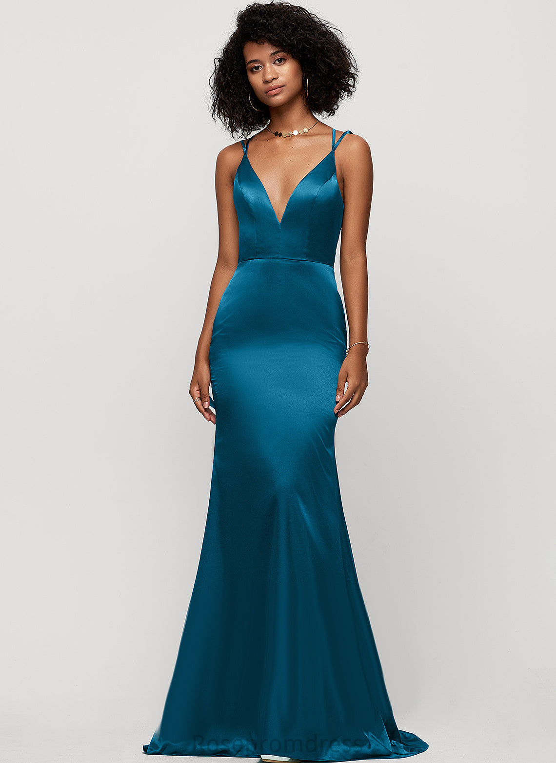 V-neck Sweep Charmeuse Uerica Train Trumpet/Mermaid Prom Dresses