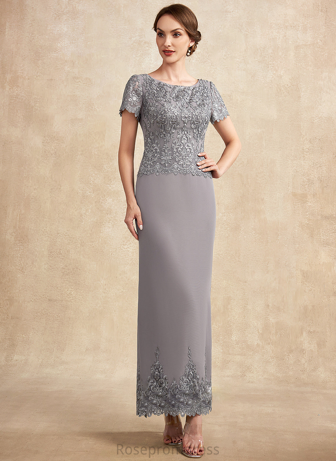 Bride Dress Holly Lace Neck Sequins the Mother of the Bride Dresses With of Mother Sheath/Column Ankle-Length Scoop Chiffon