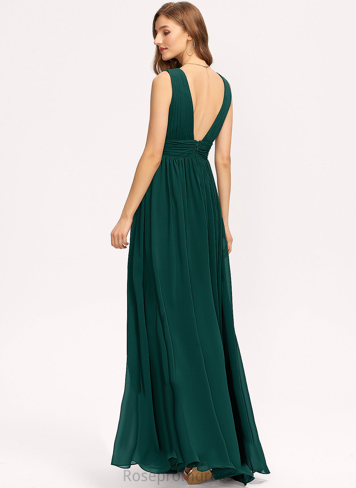 Embellishment Length Pleated Silhouette Fabric Neckline V-neck Floor-Length A-Line Veronica V-Neck Floor Length Bridesmaid Dresses