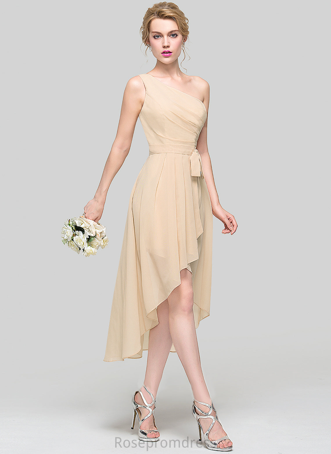 A-line Embellishment Asymmetrical Silhouette OneShoulder Neckline Length Fabric Susie A-Line/Princess Sleeveless Floor Length Bridesmaid Dresses