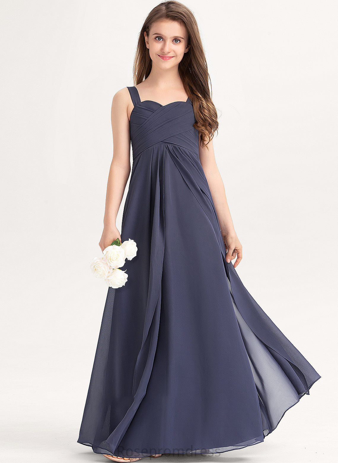 Junior Bridesmaid Dresses With Chiffon A-Line Charlee Ruffle Floor-Length Sweetheart