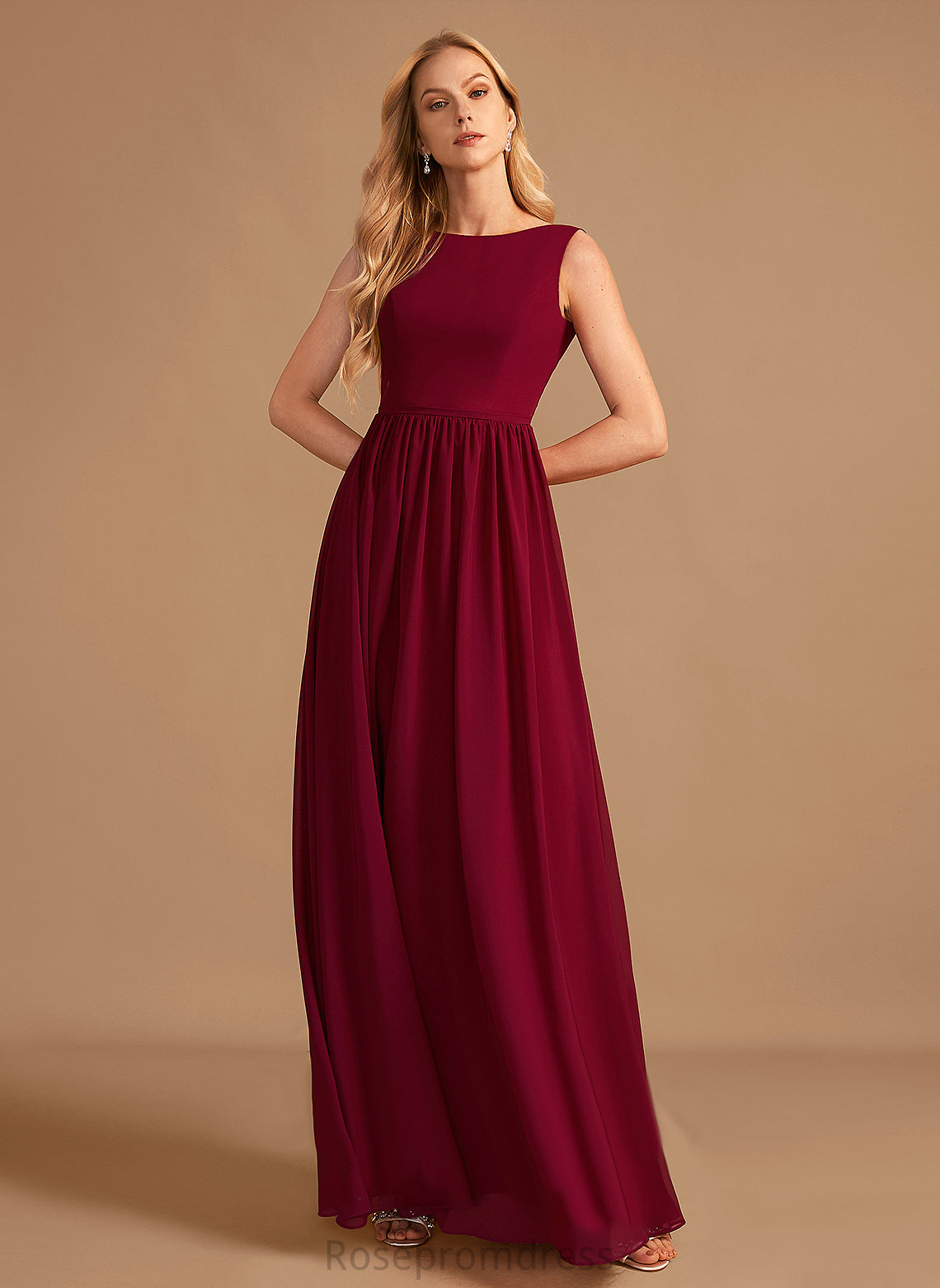 Embellishment Length Floor-Length Silhouette Neckline A-line Fabric HighNeck Beryl A-Line/Princess Sleeveless Spaghetti Staps Bridesmaid Dresses