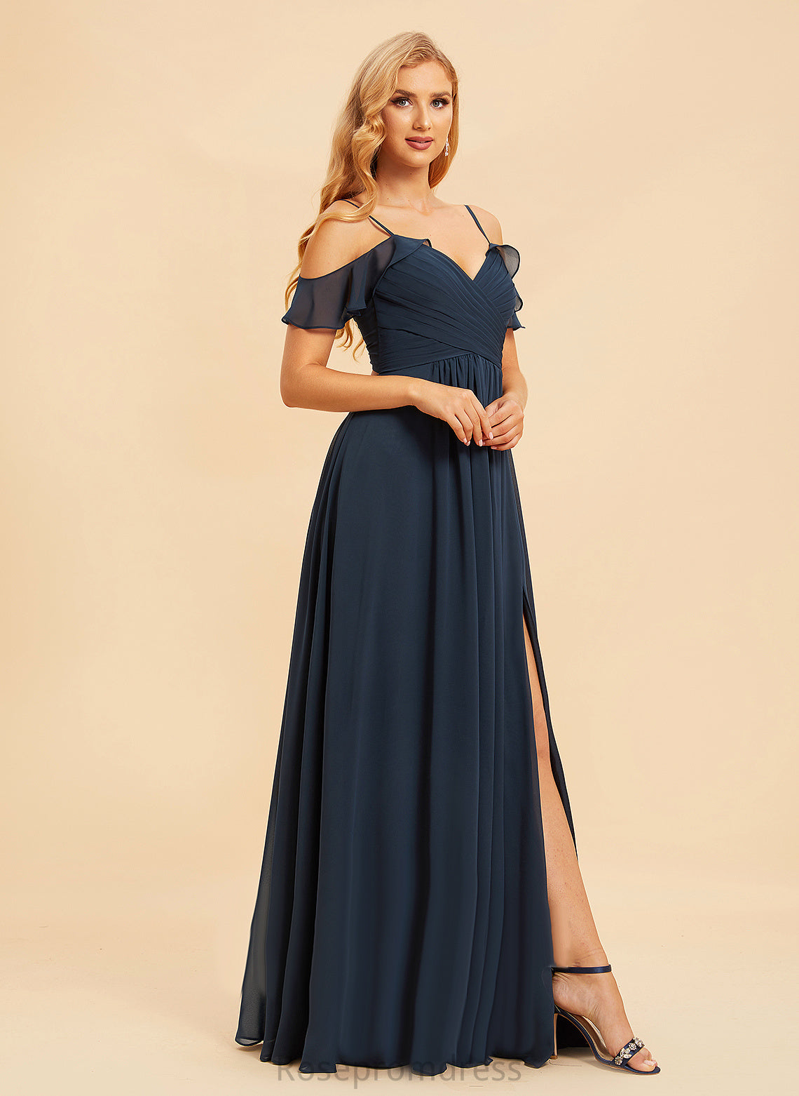 Fabric Floor-Length V-Neck Straps&Sleeves Silhouette A-line Neckline Length Eden A-Line/Princess Off The Shoulder Sleeveless Bridesmaid Dresses