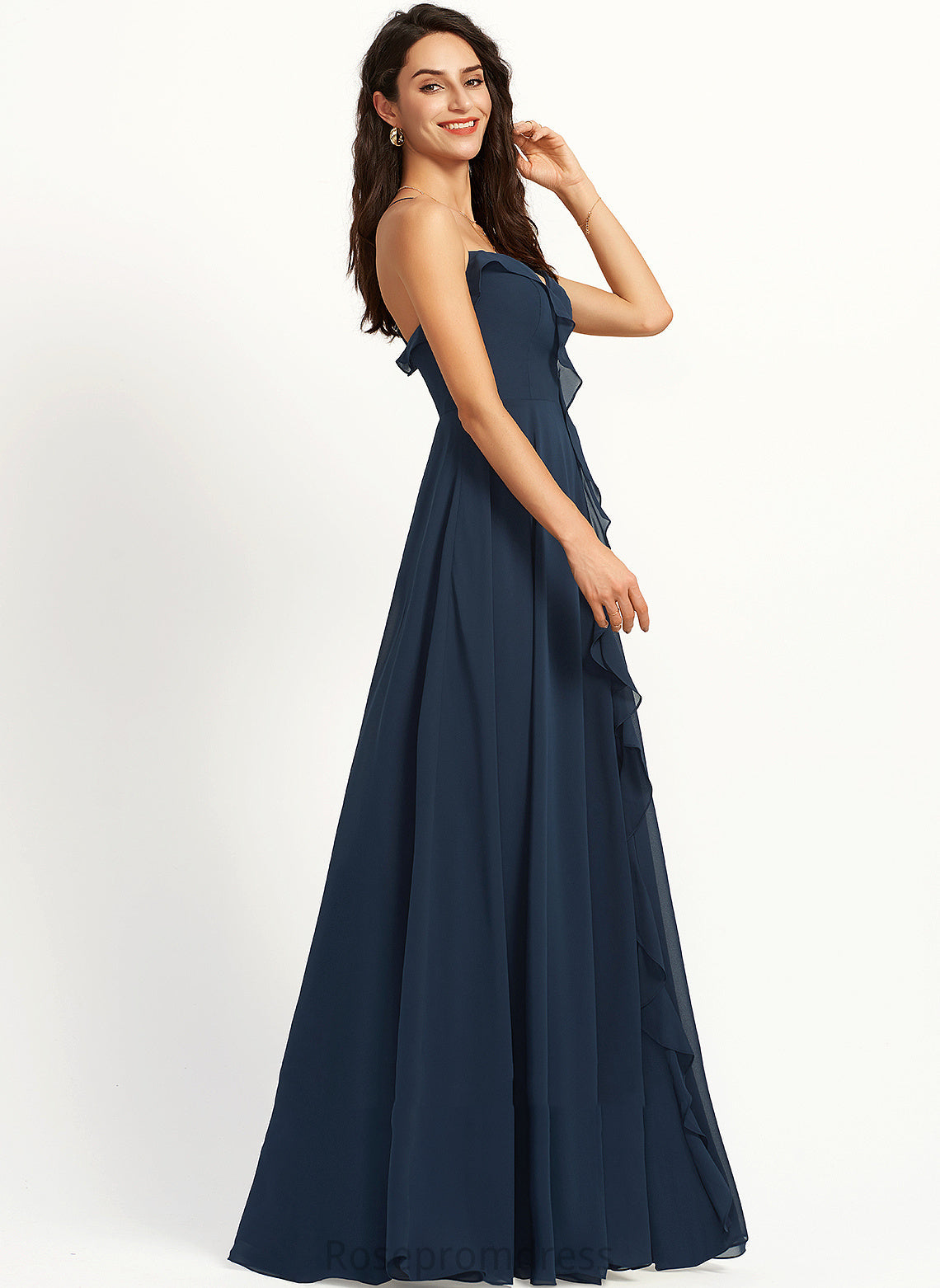 Silhouette V-neck A-Line Embellishment Neckline SplitFront Length Fabric Floor-Length Brooklyn Bridesmaid Dresses