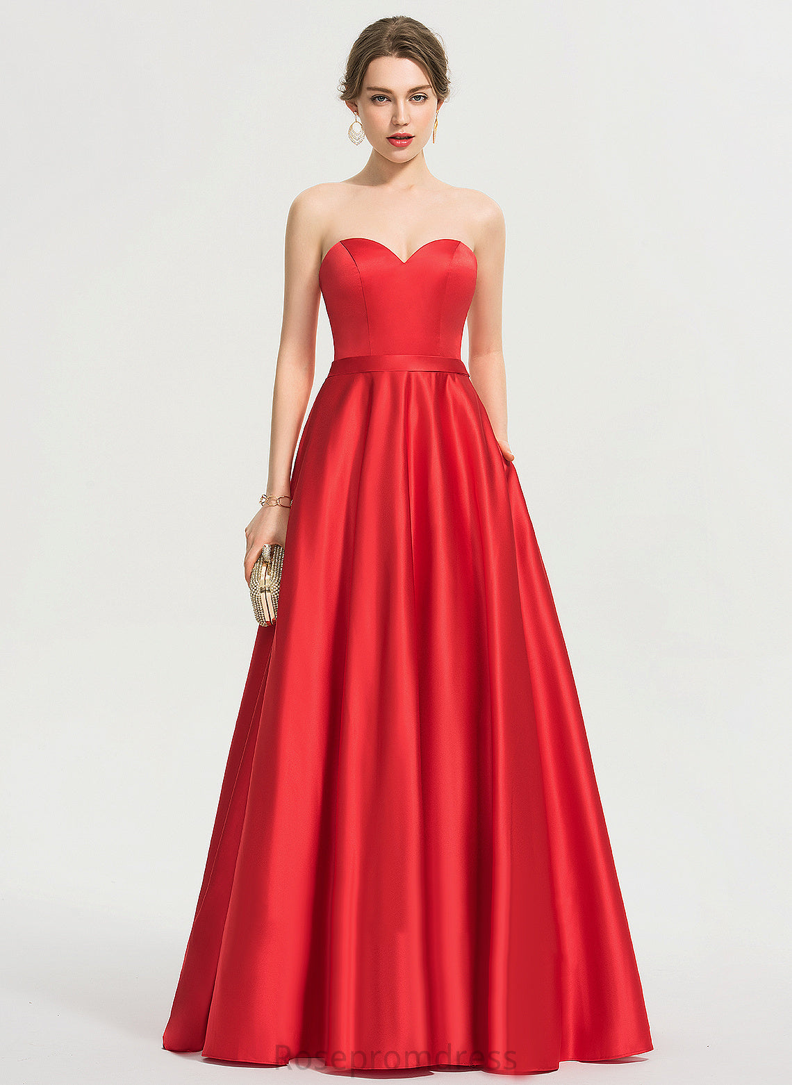 Satin Lace Sequins Prom Dresses Beading Sweetheart Floor-Length With Makaila Ball-Gown/Princess