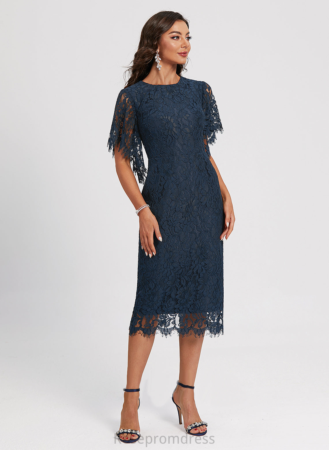 Dania Neck Scoop Knee-Length Cocktail Cocktail Dresses Lace Dress Sheath/Column