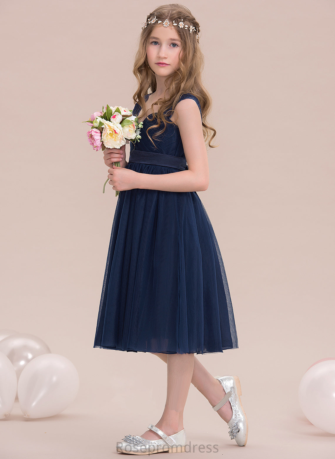 With Tulle Ruffle Sweetheart Empire Knee-Length Lauryn Junior Bridesmaid Dresses