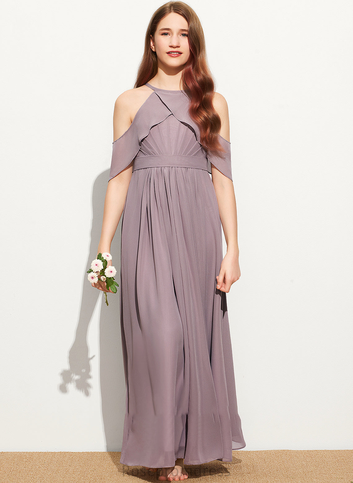 Floor-Length Neck A-Line Lillie Junior Bridesmaid Dresses Scoop With Ruffle Chiffon