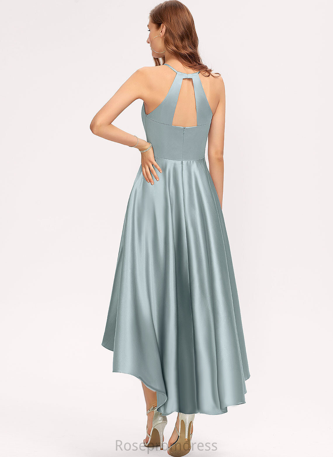 Silhouette Fabric A-line Asymmetrical Straps&Sleeves Length Satin Neckline Scoop Kate Bridesmaid Dresses