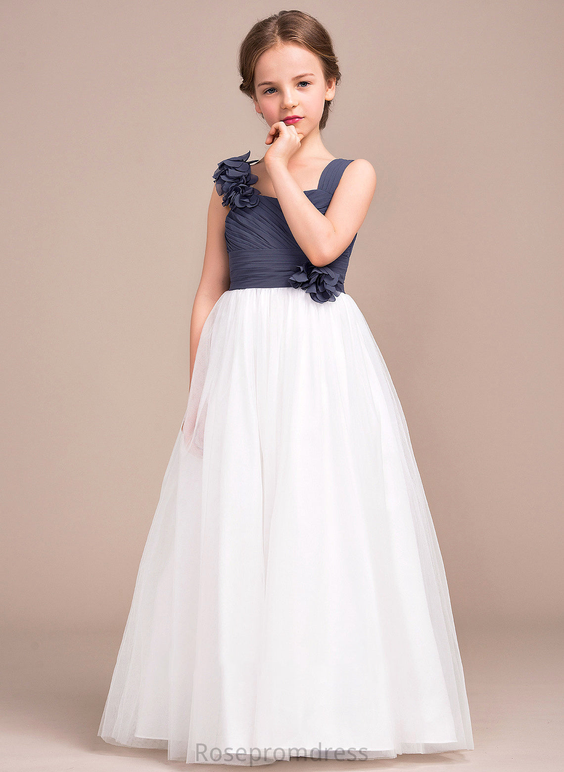 Tulle With Flower(s) Chiffon Junior Bridesmaid Dresses Jada A-Line Sweetheart Ruffle Floor-Length