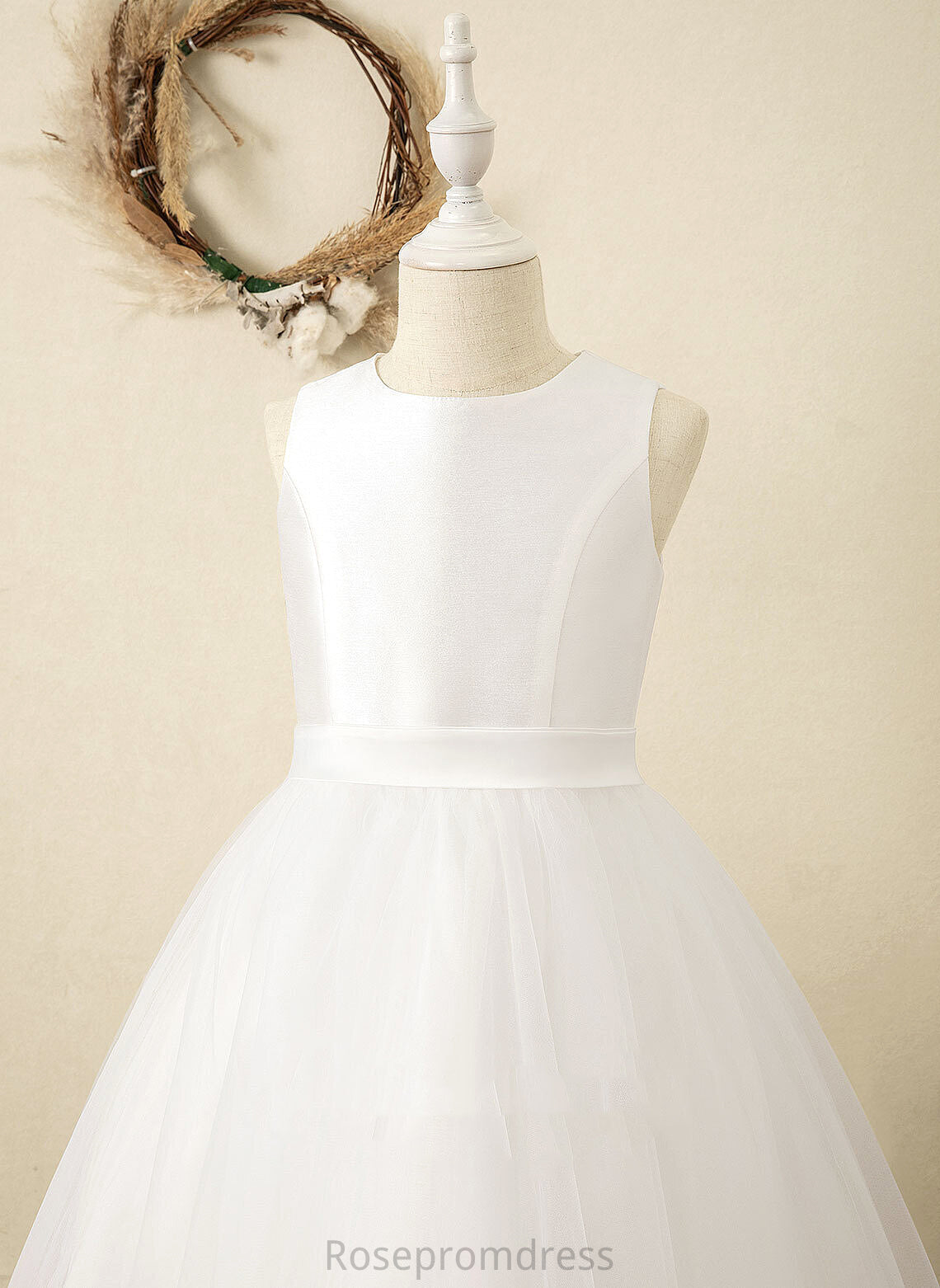 Dress Neck Satin/Tulle Tea-length - Sleeveless Scoop Flower Girl Dresses Flower Itzel Girl A-Line