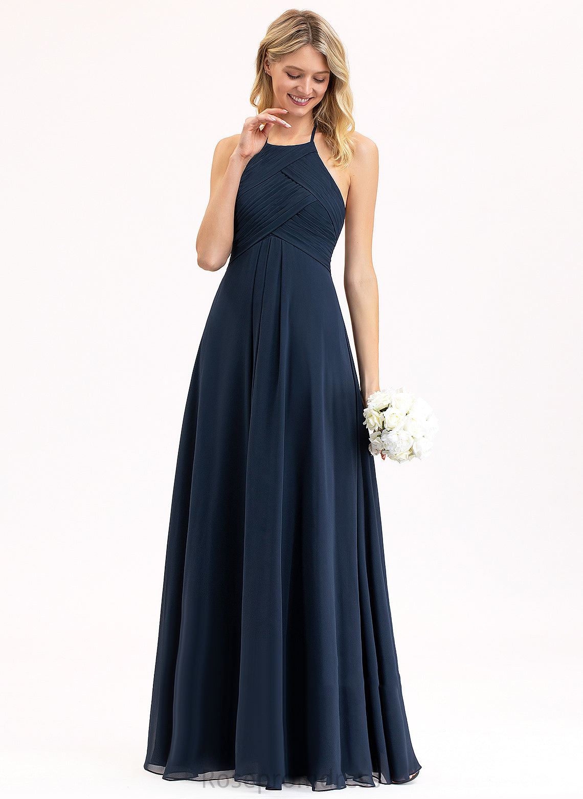 Pleated Fabric Silhouette Length Floor-Length Neckline Embellishment Scoop A-Line Rory Bridesmaid Dresses