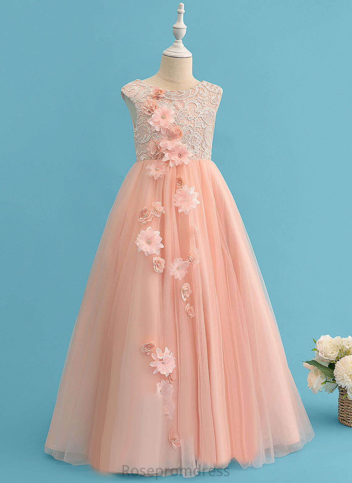 Scoop Neck Girl Sleeveless With Kayla Flower Ball-Gown/Princess - Dress Flower Girl Dresses Tulle/Lace Beading/Flower(s) Floor-length