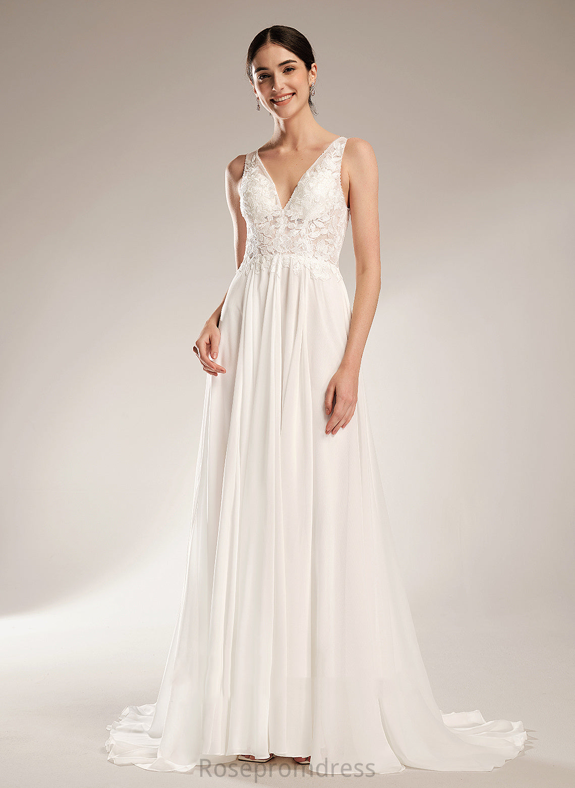 Wedding Dresses Beading Dress V-neck Chiffon Shyla Train Court Sequins Lace With A-Line Wedding