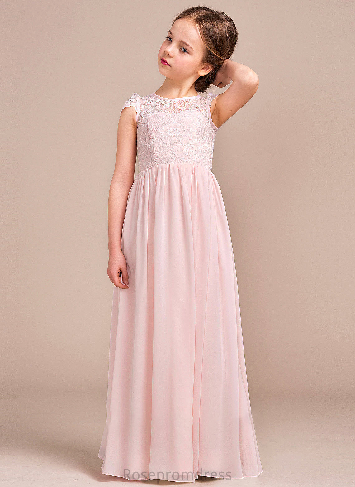 A-LineScoopNeckFloor-LengthChiffonLaceJuniorBridesmaidDress#81155 Sanai Junior Bridesmaid Dresses