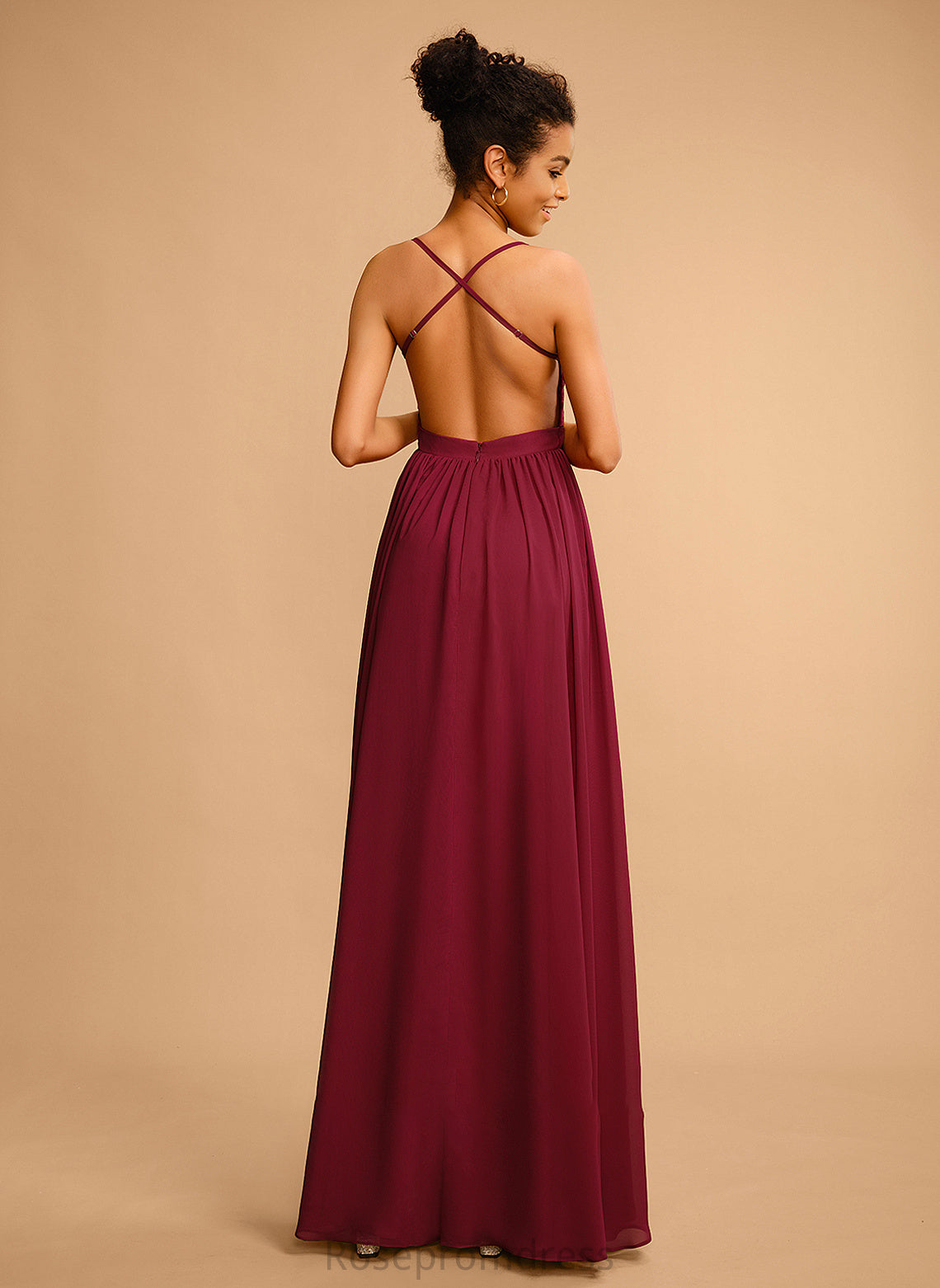 Floor-Length Chiffon With Prom Dresses Lace V-neck A-Line Winifred