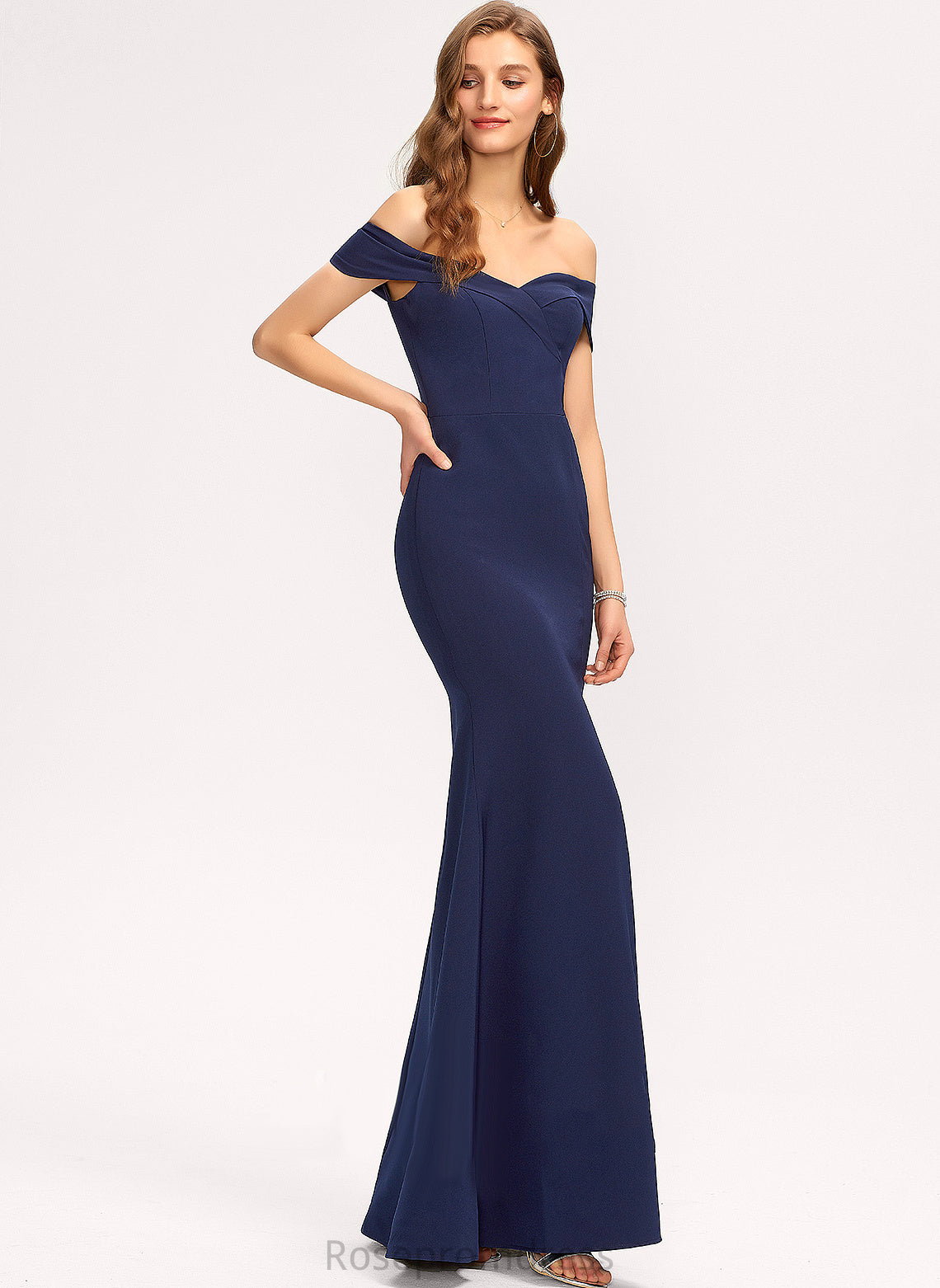 Stretch Prom Dresses Trumpet/Mermaid Off-the-Shoulder Marin Crepe Floor-Length