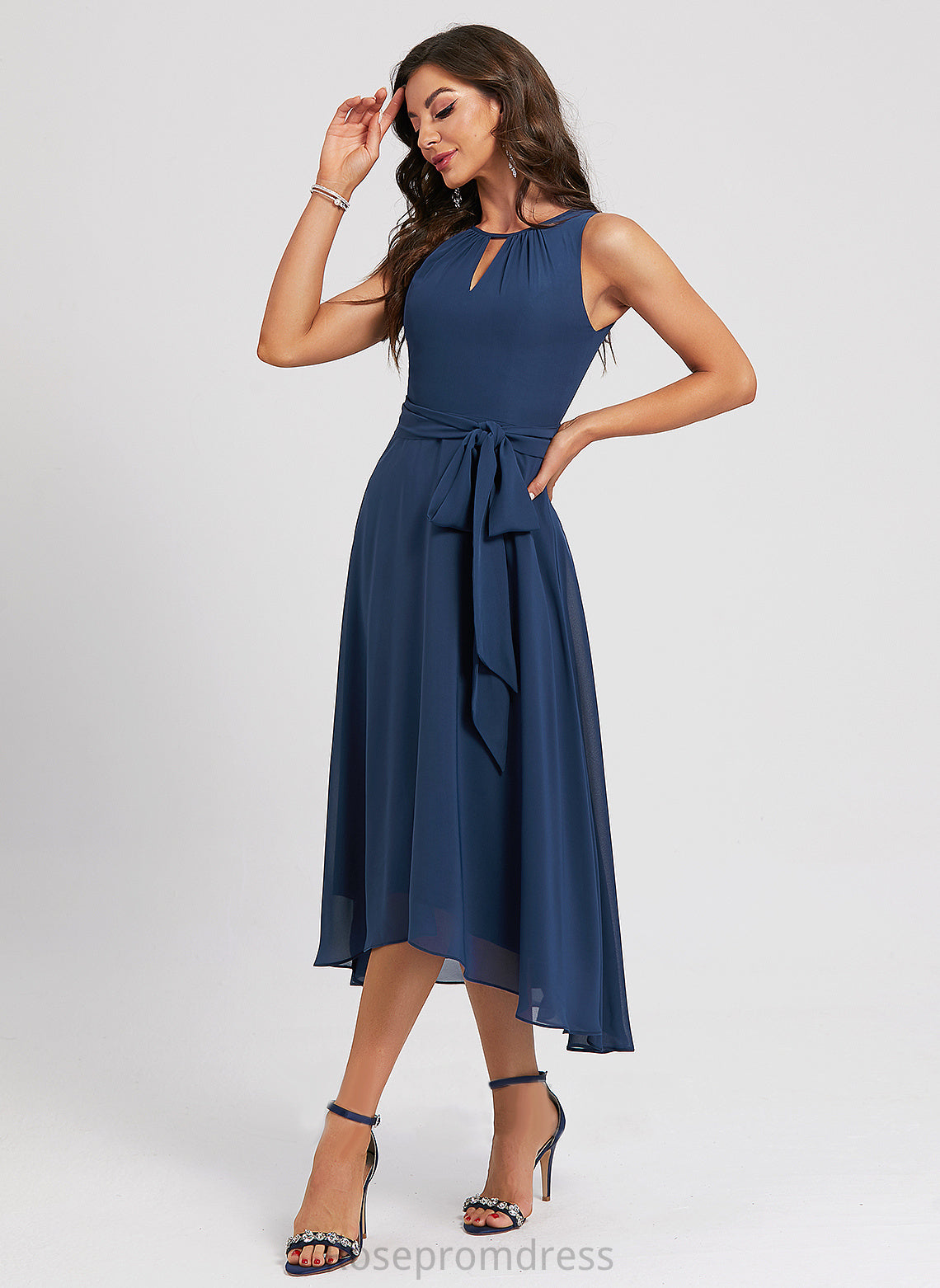 A-Line Neck Asymmetrical Sash With Cocktail Dresses Cocktail Katharine Dress Chiffon Scoop